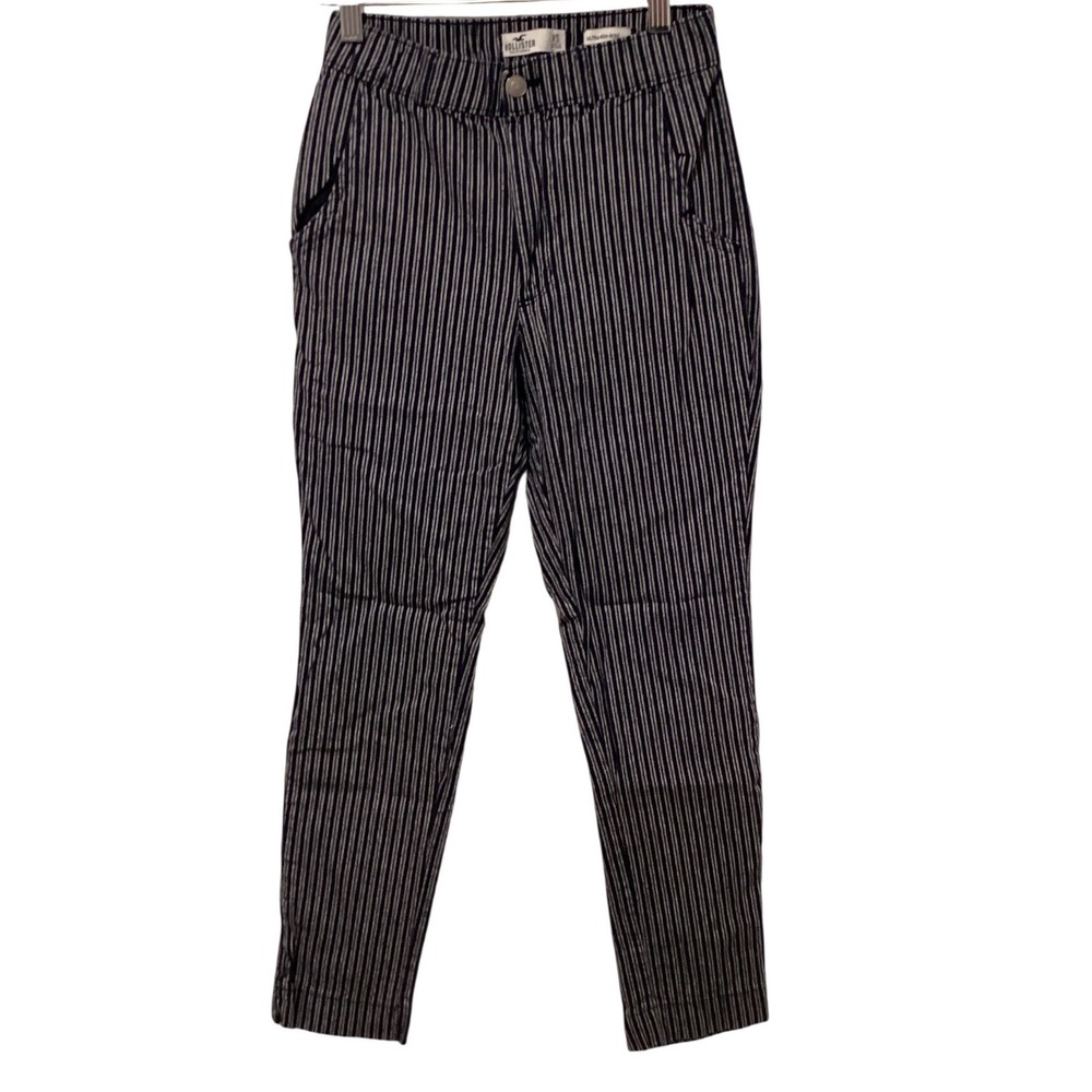 Hollister‎ Ultra High Rise Striped Pants Women's XS Black White Casual Work